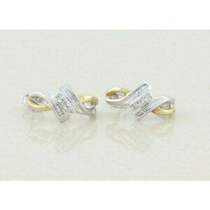 10k Yellow Gold Diamond Earrings J Hoop Earrings  .25 tcw hoops